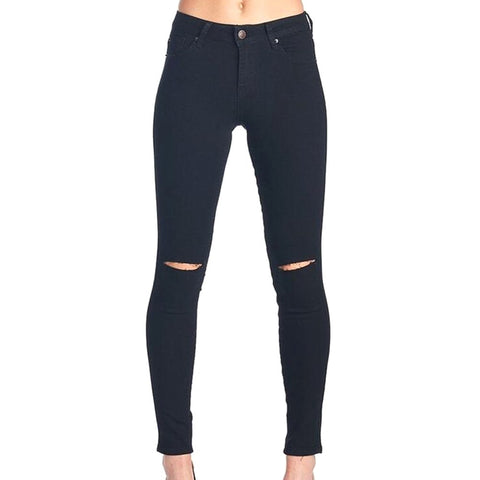 Summer Style Black White Hole Ripped Pants Women Pencil Cool Denim High Waist Pants Capris Female Skinny Casual Trousures