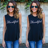 Summer T-Shirt New Fashion Thankful Letter Print Top Casual Women Tank Tops Sleeveless Plus Size Loose 3XL White Shirts
