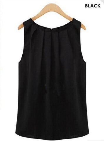 Summer Tank Top Loose Casual Chiffon Solid Sleeveless Vest T-shirts Sexy Basic O-neck Tops For Women Female Clothing