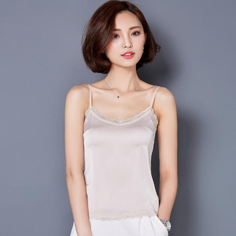 Summer Tank Top Women Sexy Sleeveless V Neck Silk Basic Tops Blusas Casual Slim Vest Camisole Short Crop Tops Halter Women