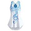 Summer Tank Top Womens Tunic Musical Notes Print O Neck Tops Sleeveless Strappy Casual Ladies Clothes Women haut femme