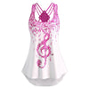 Summer Tank Top Womens Tunic Musical Notes Print O Neck Tops Sleeveless Strappy Casual Ladies Clothes Women haut femme