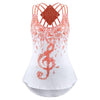 Summer Tank Top Womens Tunic Musical Notes Print O Neck Tops Sleeveless Strappy Casual Ladies Clothes Women haut femme