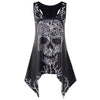 Summer Tank Top Womens Tunic Skull Print O Neck Tops Sleeveless Loose Casual Asymmetric Ladies Clothes Women haut femme