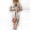 2022 Summer Women Casual Floral Print Chiffon Kimono Cardigan Sexy V Neck Front Open Vestido Baggy Loose Blouse Shirt Office Top