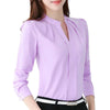 2022 Summer Women Chiffon Blouse Shirts Office Ladies White Elegant Sexy V-neck Blouse Long Sleeve Shirt Female Shirt Plus Size