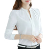 2022 Summer Women Chiffon Blouse Shirts Office Ladies White Elegant Sexy V-neck Blouse Long Sleeve Shirt Female Shirt Plus Size