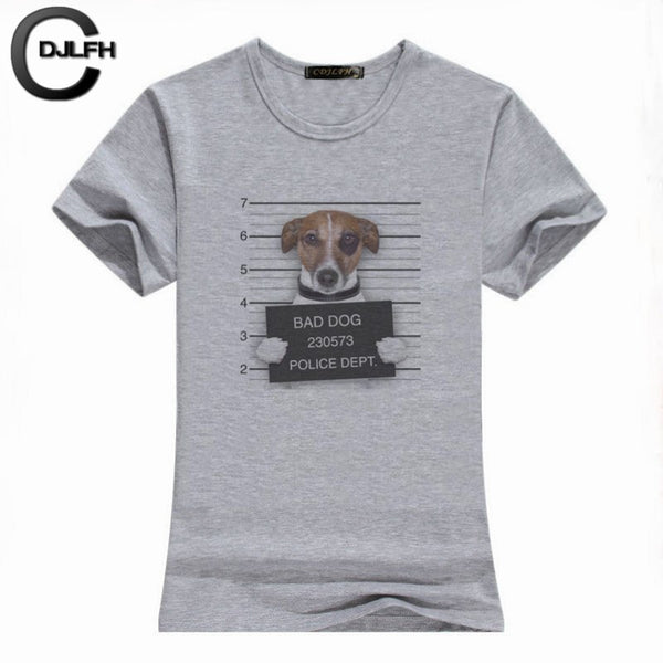 2022 Summer Women Fashion Solid Color Top Shirt Cute Dog Harajuku Print Shirt Round Neck Short Sleeve Blouse Feminina Chemise