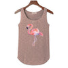 2022 Summer Women Flamingo Print Tank Tops Bamboo Cotton Elasticity Slim Sleeveless T shirt Tops Tees Ladies O-neck Crop Shirts