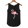 2022 Summer Women Flamingo Print Tank Tops Bamboo Cotton Elasticity Slim Sleeveless T shirt Tops Tees Ladies O-neck Crop Shirts
