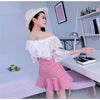 2023 Summer Women Hollow Out Mesh Shirt Sweet Floral Lace Blouse Ladies Half Sleeve Slash Neck Blouses Short Blusas Tops AB978