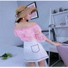 2023 Summer Women Hollow Out Mesh Shirt Sweet Floral Lace Blouse Ladies Half Sleeve Slash Neck Blouses Short Blusas Tops AB978