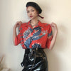 2023 Summer Women Tops Harajuku Blouse Women Dragon Print Short Sleeve Blouses Shirts Female Streetwear kz022