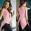 Summer Women's O-Neck Sleeveless Casual Tank Back Cross Cracked Hem Irregular Shirt Sexy Chiffon Tops and Blouses