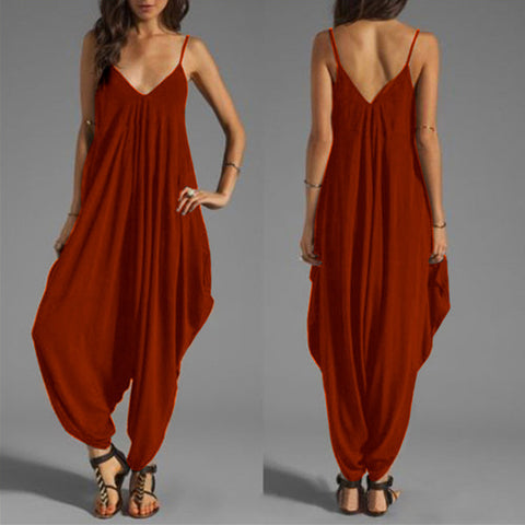 2022 Summer Women sleeveless V Neck Harem Rompers and Jumpsuits Casual Loose Club Streetwear Overalls