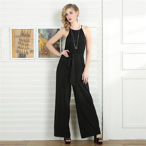 Vintage Jumpsuit Sexy Sleeveless Overalls for Women Elegent Casual Plus Size Summer Romper Long Wide Leg Jumpsuits chifave