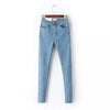 Vintage Mom Fit High Waist Jeans Elastic Femme Women Washed Blue Denim Skinny Jeans Classic Pencil Pants C3553