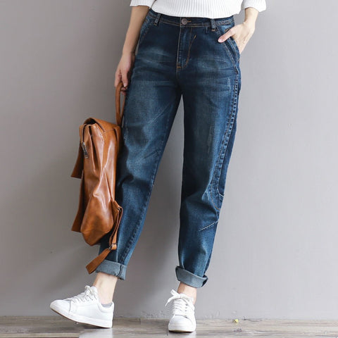 Winter Big Size Jeans Women Harem Pants Casual Trousers Denim Pants Fashion Loose Vaqueros Vintage Harem Boyfriend Jeans
