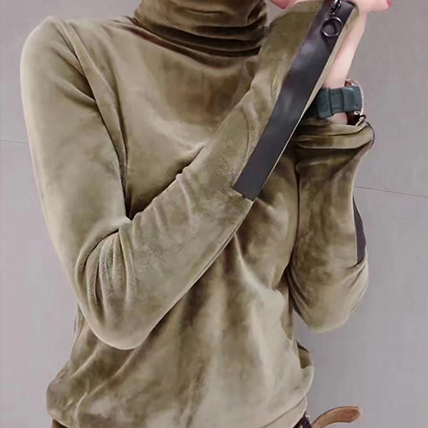 Woman Velvet Warm Bottoming Half Turtleneck Pullover Sweaters New Fashion Fall Korean Long Sleeve Pullover Sweater