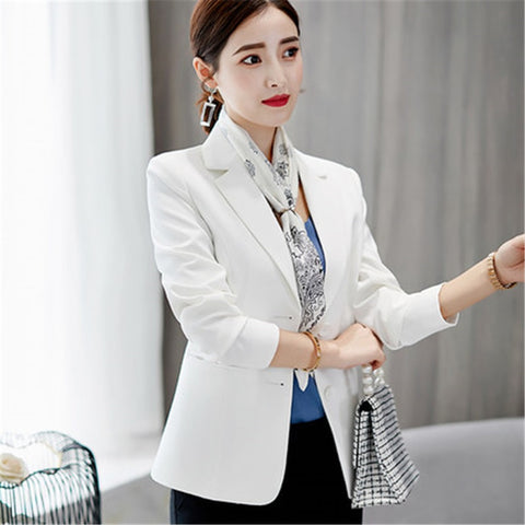 2022 Women Blazers Slim Office Ladies Elegant Single Breasted Solid Blazer Korean Casual Womens Coat Simple Soft