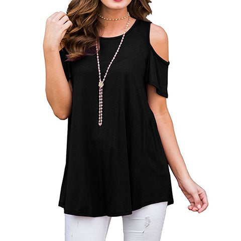 2022 Women Blouses Summer Casual Sexy Off Shoulder Blouse Batwing Short Sleeve Solid Shirt O-neck Loose Womens Tops and Blouses