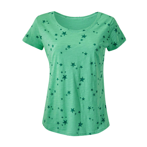 Women Blouses Summer Tops Womens Clothing Sundress Loose Short Sleeve Star Printed Casual Shirt Blouse Tops