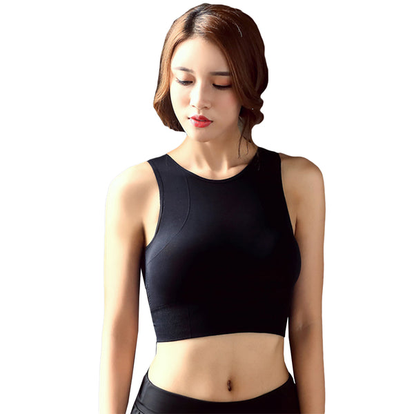 Women Breathable Cotton Crop Tops Women Shockproof Padded Workout Bras Solid Seamless Tank Top Fitness Vest Cropped Mujer
