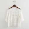 Women Cotton Blouses Hollow Out Sexy Women Lace Blouses Half Sleeve Boho Women Shirts White Khaki Summer Cover Up