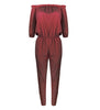 Women Fashion Red Wave Point Off The Shoulder Sexy Casual Jumpsuit Red Rompers For Women Spring Clothing Fashion