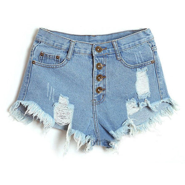 Women High Waisted Washed Ripped Hole Short Mini Jeans Denim Pants Shorts