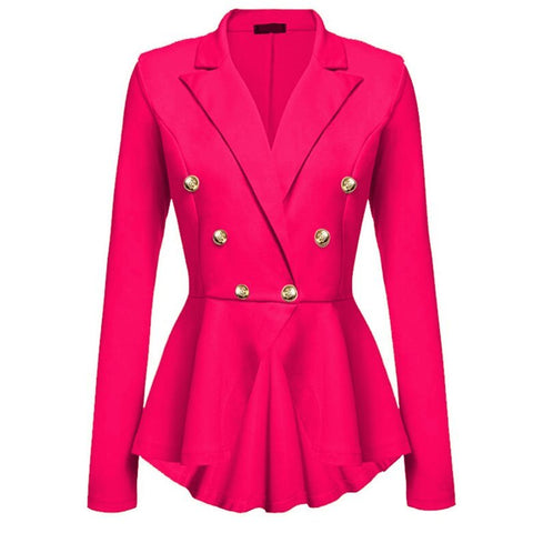 Women Jacket Suit Blazer Spring Irregular Slim  Double Breasted Suit Blazer Femme Basic Coat Jacket Casual Outwear