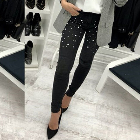 2022 Women Nerw Fashion Casual Skinny Denim Pants High Waist Stretch Embroidered Flares Zipper Jeans Long Pencil Trousers Hot