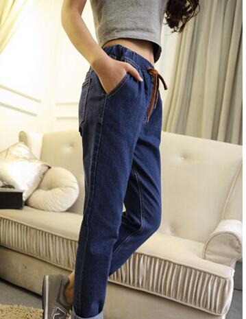 2022 Women Pants Jeans Summer Elastic Waist Vintage Denim Jeans Leisure Boyfriend jeans for women Plus size 2XL 3XL 4XL 5XL