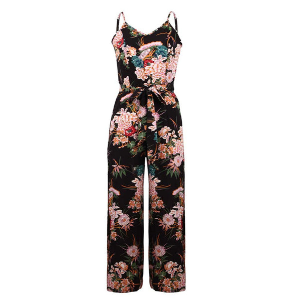 2022 Women Rompers Sexy Party Beach Jumpsuits Summer Sleeveless Floral Long Bodysuit Casual feminino Playsuit Whloesale #FM30
