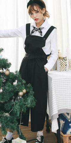 2022 Women'S Harajuku Spring Loose Korean Wide Leg Casual High Waist Bodysuit Female Kawaii Playsuits And Jumpsuits For Women