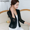 Women Summer Cardigan Blazers Jackets Short Cropped Sleeves Female Thin Mesh Shawl Ladies Shirt Jacket Female Suit hl411