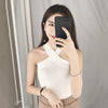 Women Summer V Neck Sexy Korean Sleeveless Vest Knitted Female Tunic Streetwear Bralette Crop Top White Black Pink