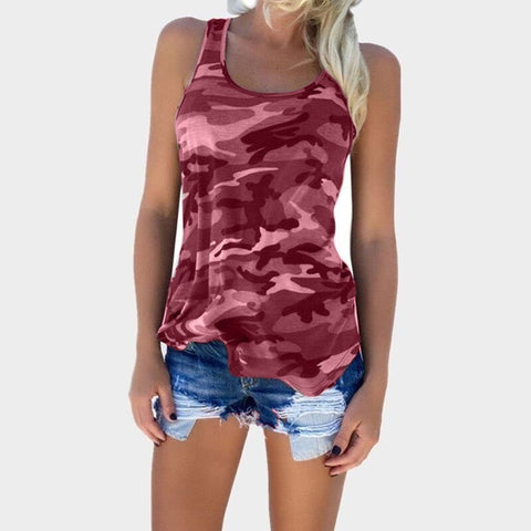 Women Tee Camo Army Green Casual Tank Tops Sleeveless Girl T-shirt For Wholesale Camouflage Tanks