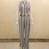 Women elegant Loose sexy Party Romper Sleeveless Long pant wide leg Jumpsuit fashion Striped print black white overalls hot