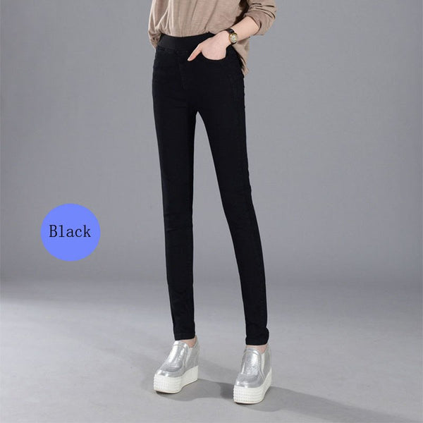 Women's Jeans New Female Casual Elastic Waist Stretch Jeans Plus Size 38 Slim Denim Long Pencil Pants Lady Trousers