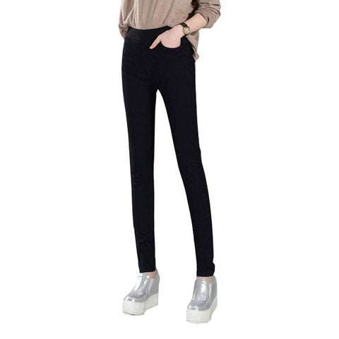 2022 Women's Jeans New Female Casual Elastic Waist Stretch Jeans Plus Size 38 Slim Denim Long Pencil Pants Lady Trousers