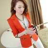 Women's Leopard Sleeve Blazers Jackets Feminino Candy Color Coats Suit Cardigan Jackets Single Button Cotton Coats Blazers
