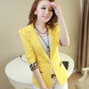 Women's Leopard Sleeve Blazers Jackets Feminino Candy Color Coats Suit Cardigan Jackets Single Button Cotton Coats Blazers