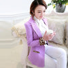 Women's Leopard Sleeve Blazers Jackets Feminino Candy Color Coats Suit Cardigan Jackets Single Button Cotton Coats Blazers