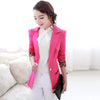 Women's Leopard Sleeve Blazers Jackets Feminino Candy Color Coats Suit Cardigan Jackets Single Button Cotton Coats Blazers