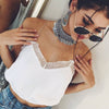 2022 Women sexy V neck lace patchwork camis sleeveless backless summer casual solid white black tank female fashion Crop Tops