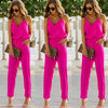 Womens Sexy Spaghetti  Summer Sleeveless Jumpsuit Strap Wide Legs V-Neck Female Bodycon Jumpsuit 3 Colors Bodusuit Trouser