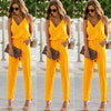 Womens Sexy Spaghetti  Summer Sleeveless Jumpsuit Strap Wide Legs V-Neck Female Bodycon Jumpsuit 3 Colors Bodusuit Trouser