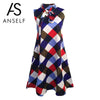 XXXL Women Plus Size Plaid Print Dress Sleeveless Bow Casual Loose Party Mini Tank Dresses female Sundress Oversized Robe