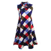 XXXL Women Plus Size Plaid Print Dress Sleeveless Bow Casual Loose Party Mini Tank Dresses female Sundress Oversized Robe